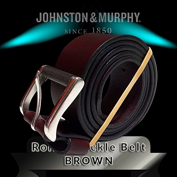 Johnston & Murphy Roller Buckle Belt | 42 inch Brown Leather | Style 75-7503 - Picture 8 of 13